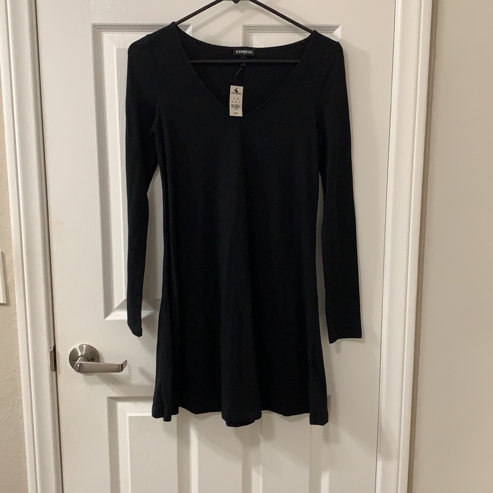 Express V Neck Black Long Sleeve Dress Size XS